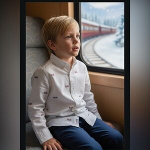 NWT - Janie and Jack Classic White Train Shirt